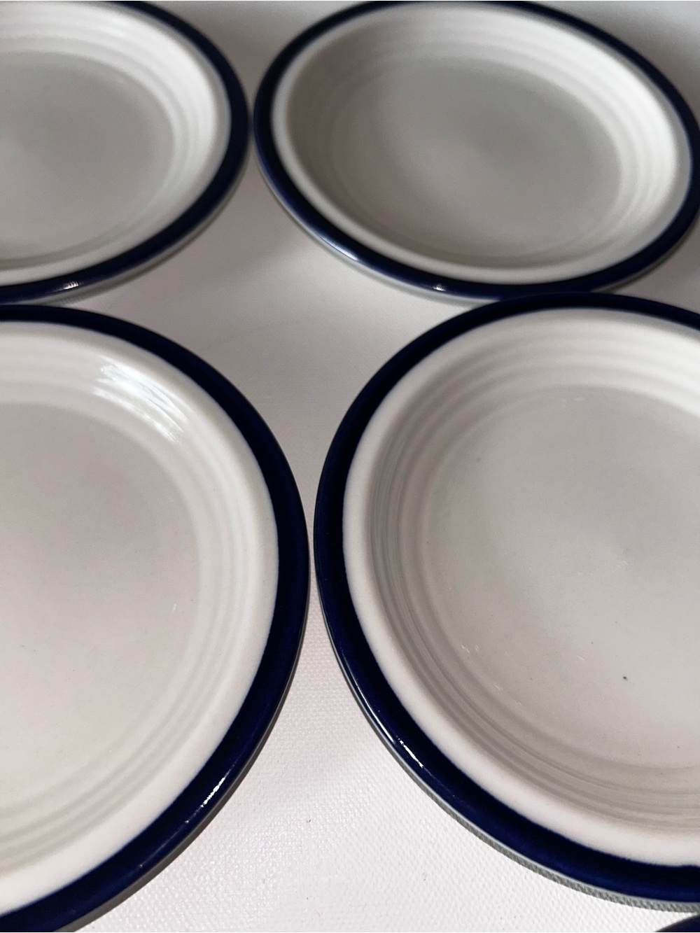 Set of 8 Vintage Sterling China Bread & Butter Plates Wellsville Ohio Blue Rim - Picture 9 of 12